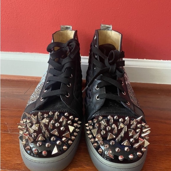 Christian Louboutin Spikes/swaraowski Crystals Learher High Top - Picture 2 of 5
